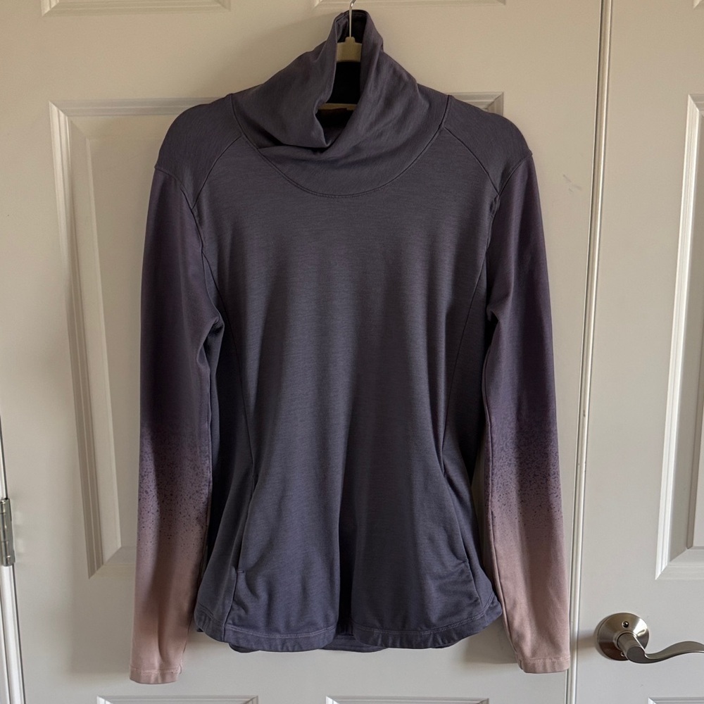 Calia Ombre Oasis Mock Neck Pullover Sweatshirt Purple Comfy Top Size Large